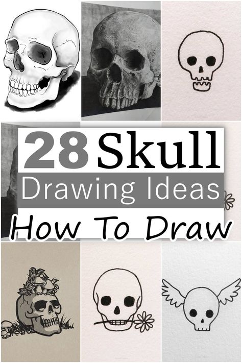 28 Skull Drawing Ideas - How To Draw Skull Skulls Drawing Tutorial, Skulls Artwork, Skulls To Draw, Creative Skull Drawing, Skull Art Drawing Sketches, Skull Art Easy Drawing, Drawing A Skull, Draw A Skull, Drawing Ideas Step By Step Sketches