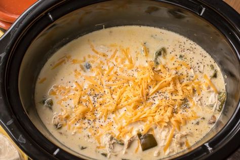 Slow Cooker Chicken Chile Relleno Soup Chicken Chile Relleno, Chile Relleno Soup, Chicken Chile, Slow Cooker Creamy Chicken, The Magical Slow Cooker, Spicy Soup, Chile Relleno, Crockpot Dishes, Crock Pot Soup