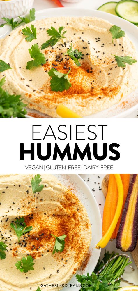 Roasted Garlic Hummus Recipe, Creamy Hummus Recipe, Healthy Hummus, Easy Hummus Recipe, Hummus Recipe Homemade, Recipe For Beginners, Easy Hummus, Easy Mediterranean Diet Recipes, Homemade Hummus