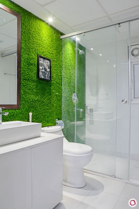 New house design Bathroom Designs India, Artificial Grass Carpet, Shower Cubicle, Artificial Grass Wall, All White Bathroom, Grass Wall Backdrop, Grass Carpet, Garden Shower, Grass Wall