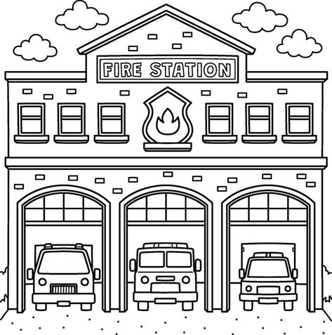 abby-design Police Station Drawing, Kids Word Search, Community Places, Coloring Images, Building Illustration, Fire Fighter, Clipart Black And White, Classroom Inspiration, Police Station