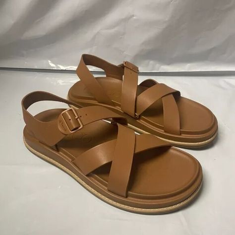 NIB Chaco Women Townes Sandals Chaco Shoes, Cashew, Arch Support, Full Grain Leather, Leather Straps, Grain, Arch, Size 7, Buckle