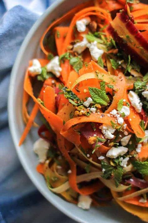 Carrot, Feta, and Pistachio Salad with Orange Blossom Toss - This Mess is Ours Smith Tea, Food Dinner Recipes, Kitchen Apothecary, Heirloom Carrots, Pistachio Salad, Vegetarian Gluten Free, Raw Dog Food, Dessert Vegan, Food Game