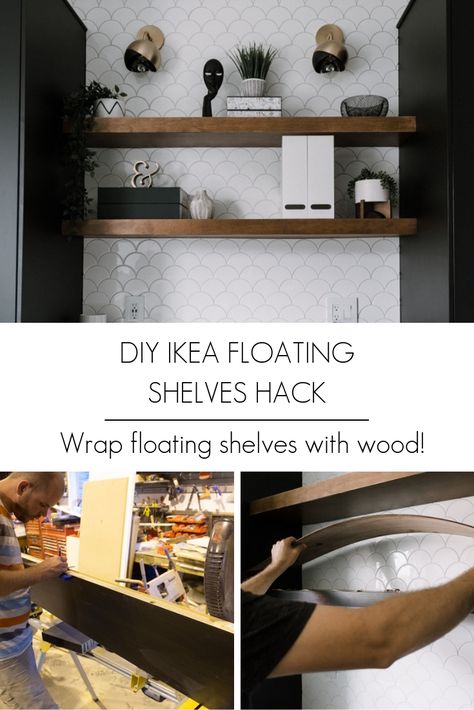 Ikea Floating Shelves Hack, Lack Shelves Hack, Floating Shelves Ikea Hack, Lack Wall Shelf Hack, Diy Shelves Design, Diy Shelves Ideas, Ikea Wall Shelves, Ikea Lack Shelves, Ikea Floating Shelves