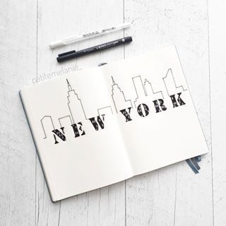 Cover page trip to New York City in my Bullet Journal.  Mélanie (@petitemelanie_) • Photos et vidéos Instagram Travel Journal Cover, Travel Journal Scrapbook, Voyage New York, Trip To New York, Journal News, Bullet Journal Themes, Journal Themes, Jackson Pollock, Bullet Journal Ideas Pages