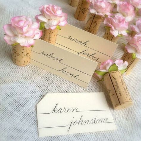 Wine Cork Wedding Ideas - Unique Gift Ideas & More - The Expression a Personalization Mall Blog Wine Cork Wedding Ideas, Cork Wedding Ideas, Wedding Decor Blush Pink, Wine Cork Wedding Favors, Wedding Diy Ideas, Wine Cork Place Card Holder, Vineyard Wedding Decor, Wine Cork Wedding, Bridal Shower Wine Theme