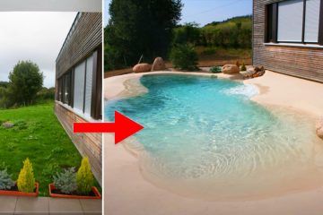 People Are Turning Their Backyards Into A Vacation Spot With 'Sand Pools' Outdoor Ponds, Backyard Beach, Building A Pool, Luxury Pool, Custom Pools, Small Backyard Pools, Backyards, Diy Backyard, Pool Designs