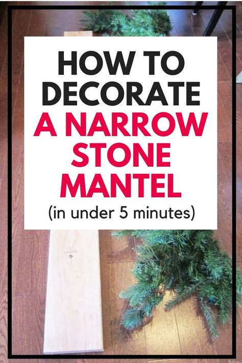 Decorate your living for Christmas on a budget with this narrow mantel hack idea. This quick 5 minute Christmas decorating hack idea will make your home feel cozy this winter Holiday. #diy #christmas #mantel #fireplace #decorations Narrow Fireplace Mantle Decor, Narrow Mantle Christmas Decor, Narrow Mantle Decorating Ideas, Small Mantle Christmas Decor, Christmas Mantel Decorating Ideas Simple, Diy Christmas Mantle Decor, Diy Christmas Mantle, Narrow Mantle Decor, Diy Christmas Mantel