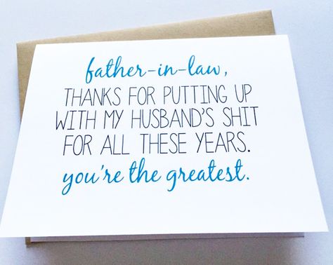 Father in Law Card - Card for Father in Law - Funny Father's Day Happy Birthday To Father, Birthday Greetings For Mother, In Law Quotes, Card For Father, Diy Father's Day Crafts, Happy Birthday In Heaven, Law Quotes, Birthday In Heaven, Funny Fathers Day Card