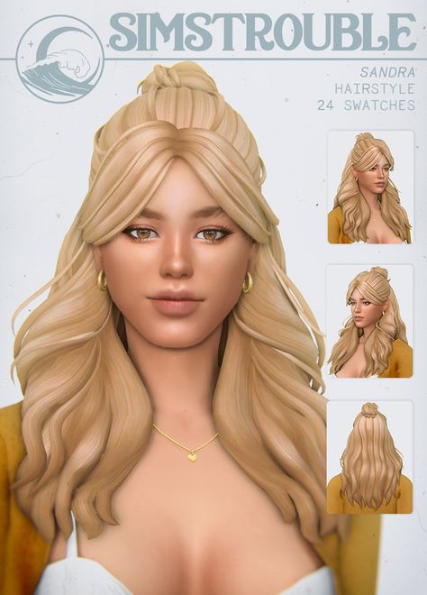 SANDRA by simstrouble | simstrouble on Patreon Sims 4 Hair Simstrouble, Sims 4 Cc Maxis Match Free, Sims 4 Cc Hairstyles Maxis Match, Sims 4maxis Match Cc, Sims 4 Cc Simstrouble, Sims 4 Cc Updo Hair Maxis Match, Sims 4 Cc Clothes Maxis Match Hair, Sims 4 Cc Patreon Free Hair, Sims 4 Half Up Half Down Hair