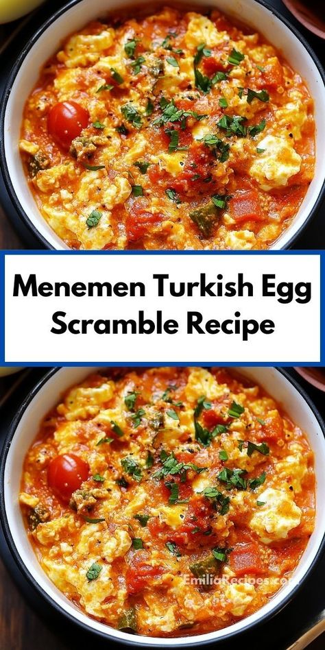 Looking for breakfast ideas? Our Menemen Turkish Egg Scramble Recipe is perfect! Ideal for breakfast or dinner, this dish combines eggs and Turkish flavors. Enjoy easy breakfast ideas and delightful Turkish recipes! Peppers And Eggs, Breakfast For Dinner Ideas, Menemen Recipe, Top Breakfast Recipes, Turkish Eggs, Egg Scramble, Breakfast Recipes Kids, Turkish Breakfast, Easy Breakfast Ideas