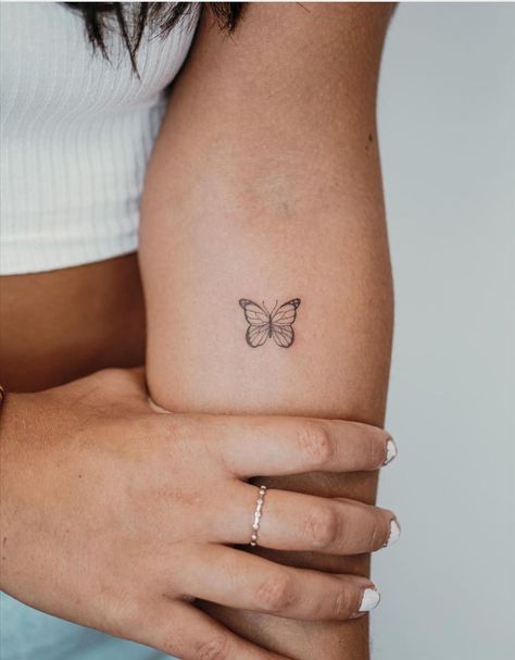 22 Beautiful small butterfly tattoos design ideas you'll tattoo - Page 19 of 22 - Fine Line Butterfly Tattoo, Line Butterfly Tattoo, Fine Line Butterfly, Tiny Butterfly Tattoo, Ephemeral Tattoo, Line Butterfly, Simple Butterfly Tattoo, Butterfly Tattoos On Arm, Tato Jari