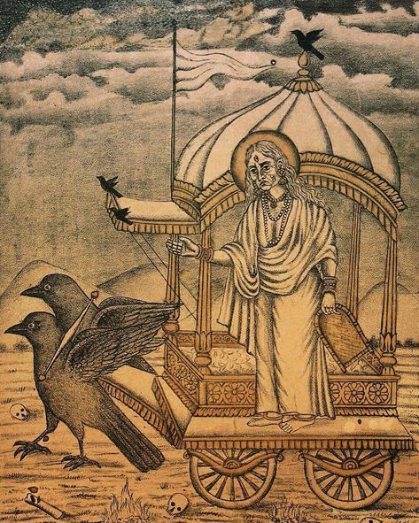 "🔥 Today (Wednesday, the 20th) is Dhumavati Jayanti, when we honor Ma Dhumavati (“She Who is Smokey”), one of the Ten Wisdom Goddesses (Dasha Mahavidyas). She is often depicted as an old widow, riding a crow or riding in a horseless chariot or one drawn by crows. She is the face of Ma that speaks of all that is considered inauspicious or unfavorable, and is Herself the smoke that can either cloud our vision, conceal Truth, and make us forget, ..." (Swami Ambikanda Saraswati) Goddess Images, Kali Hindu, Dark Goddess, Kali Goddess, Mother Goddess, Hindu Deities, Durga Goddess, God Art, Hindu Art