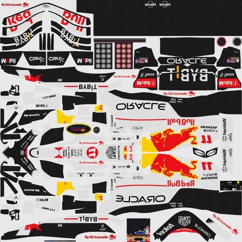 Monoposto Skins F1, F1 Livery, Formula 1 Girls, F1 Stickers, Gp Mexico, Car Papercraft, Paper Model Car, Red Bull F1, Japanese Poster Design