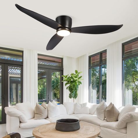 PRICES MAY VARY. Low Profile Ceiling Fan with Light- Rnidaipi Ceiling fans with lights and remote,whole fan designed streamlined aerodynamics perfectly interprets air circulation.52in ceiling fan is suitable for medium to large rooms with a recommended area of 12ft*12ft - 18ft*18ft. Perfect used indoor or outdoor,for bedroom,living rooms,dinning room,kitchens,balcony,patio,porch,basement,sunroom,cafeteria,restaurant,gyms etc. Quiet Reversible DC Motor - Ceiling Fan with Lights adopt advanced rev Ceiling Fan Blades, Low Profile, Porch Patio, Kitchen Room, Ceiling Fan With Light, Living Room Kitchen, Home Living Room, Ceiling Fan, Porch