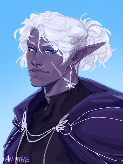 Astral Elf Male, Male Elf Character Art, Dnd Wizard Male, Winter Eladrin Male, Elf Male Character Design, Drow Princess, Drow Character Design, Drow Male Art, Moon Elf Male