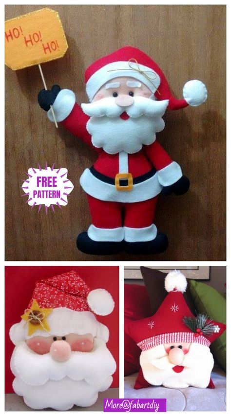 DIY Santa Clause Sew Free Patterns Santa Claus Felt Pattern, Santa Sewing Patterns Free, Santa Claus Patterns Templates, Santa Felt Ornament, Felt Santa Pattern, Santa Crochet, Christmas Craft Diy, Santa Claus Crafts, Gnome Pattern