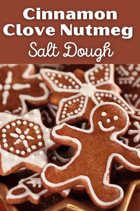 Spice Ornaments Diy, Salt Dough Ornaments Gingerbread, Cookie Dough Ornaments, Ginger Bread Ornaments Diy Salt Dough, Gingerbread Man Ornaments Diy Salt Dough, Salt Dough Cinnamon Ornaments, Cinnamon Ornaments Baked, Cinnamon Dough Ornaments Recipes, Salt Dough Gingerbread Men