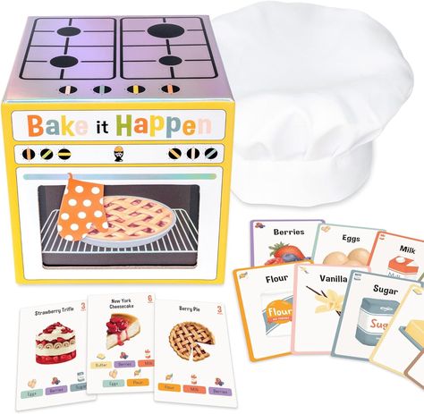 Lucky Egg Bake It Happen: A Deliciously Fun Light Strategy Card Game - Ages 6+, 3-10 Players - Kids Party Board Games, Card Games, Family Games for Kids and Adults, Birthday Present for Kids, Travel Party Board Games, Baker Hat, Family Games For Kids, Christmas Gifts For Teenagers, Family Card Games, Games Family, Board Game Night, Card Games For Kids, Action Cards