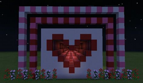 Minecraft Valentines Build Ideas, Valentine Minecraft, Minecraft Valentines Build, Valentines Minecraft, Minecraft Valentines, Cube Games, Cool Minecraft Creations, Tunnel Of Love, Minecraft Construction