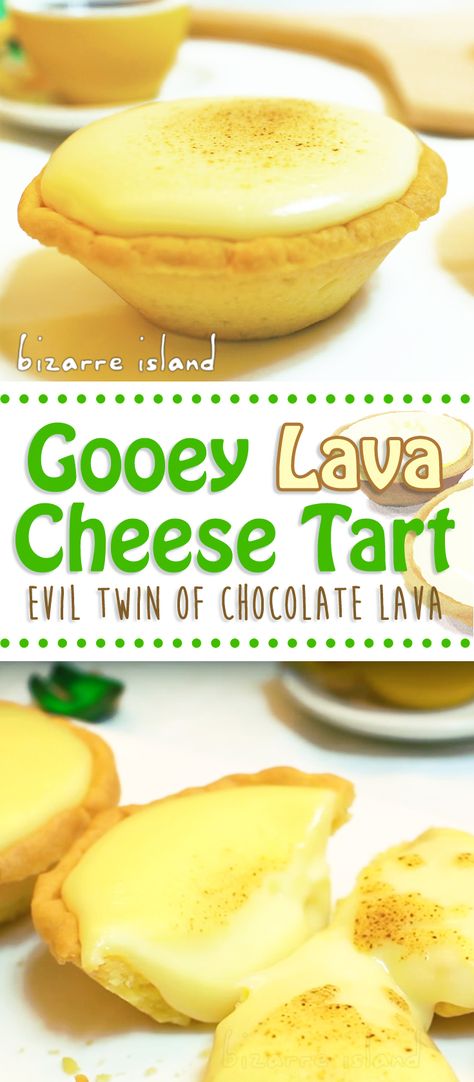 Delicious Molten lava #Cheese Tart... You MUST Try!!! Cheese Lava Pie, Cheese Tart Recipe, Entremet Cake, Bake Cheese Tart, Sweet Cheese, Cheesecake Tarts, Cheese Tart, Molten Lava, Diy Cooking