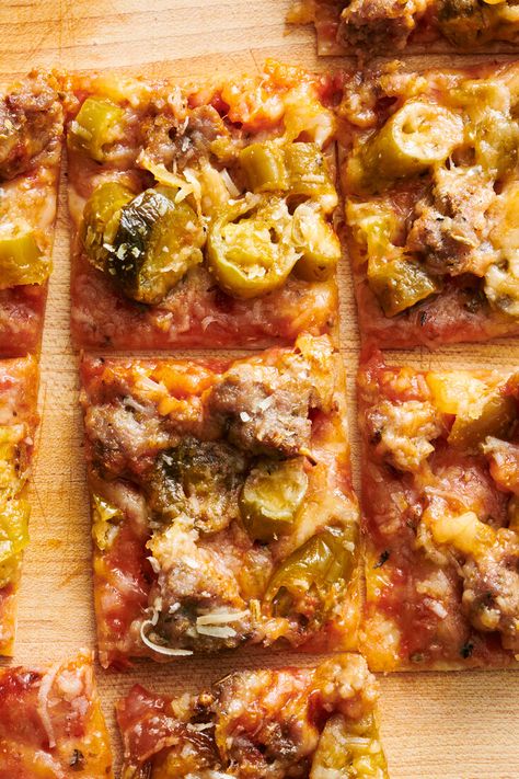 Kenji López-Alt's Most Popular Recipes - Recipes from NYT Cooking Tavern Pizza, Pizza With Sausage, Giardiniera Recipe, Tomato Lentil Soup, Lemon Ricotta Pancakes, Style Bed, Baking Stone, Corn Beef And Cabbage, Crust Pizza