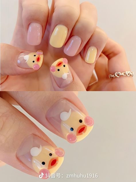 Chicken Nail Art, Chicken Nails, Modern Nail Art, Beauty Hacks Nails, Art Deco Nails, Hello Nails, Nail Drawing, Cute Nail Art Designs, Baby Nails