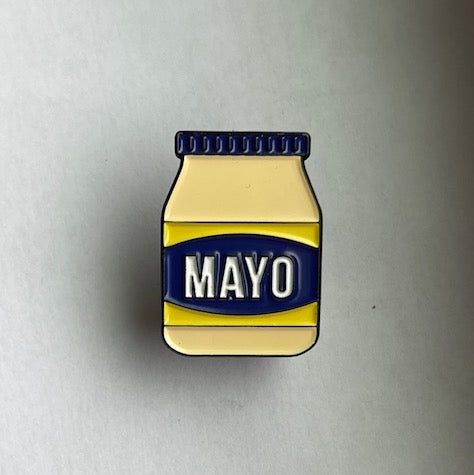 Mayo Enamel Pin We made an enamel pin of the number 1 selling condiment in America - yep you guessed it Mayonnaise - This Mayo Jar soft enamel pin comes with a rubber pin back. Size of enamel pin: 1.00 inch Worked with designer Will Truran on this enamel pin Food Enamel Pins, Mayonnaise Tattoo, Gremlin Core, Jar Tattoo, Clothing Wishlist, Pin Design, Soft Enamel Pins, Pennant Banners, Enamel Pin Badge