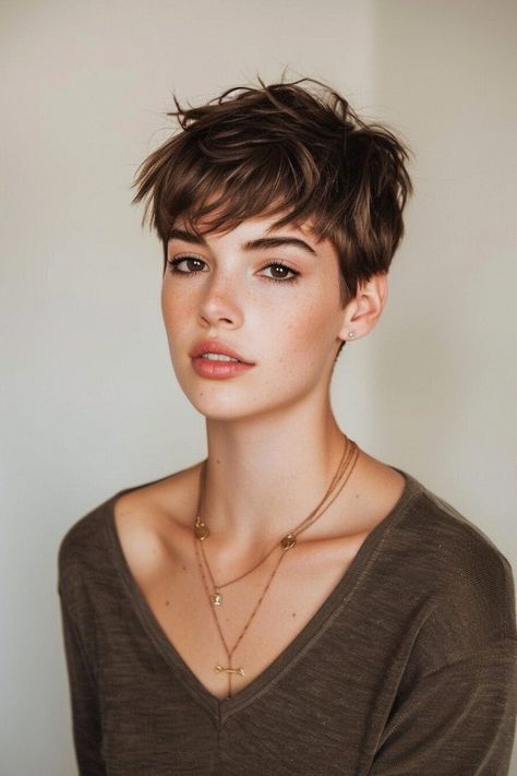 Unleash Bold Style: 50 Pixie Cuts for Thick Hair To Try In 2023 Very Short Hair Girl, Androgynous Pixie Cut, Pixie Cut Thick Hair, Pixie Cut For Thick Hair, Pixie Cuts For Thick Hair, Cuts For Thick Hair, Brunette Pixie Cut, Brunette Pixie, Cool Hairstyles For Girls