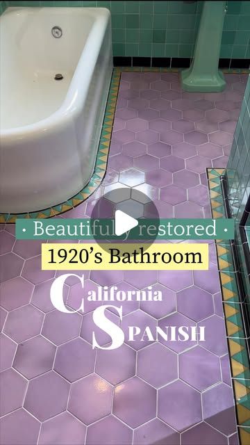 Jose Prats • LA Realtor on Instagram: "💜 🛀 I am a sucker for 1920s bathrooms! Thoughts ? 

Restored with the vision of @revivalrenovates 

#spanishhouse #spanish #hacienda #casa #bathroom #1920s #1930s #oldworld #retro #vintage #fallinlove #goals #retro #larealtor #designerhome #leimertpark" Talavera Bathroom Ideas, 1920s Bathroom Original, Spanish Bathroom Hacienda Style, Talavera Bathroom, 1930s Bathroom, 1920s Bathroom, Spanish Bathroom, Leimert Park, Spanish Hacienda