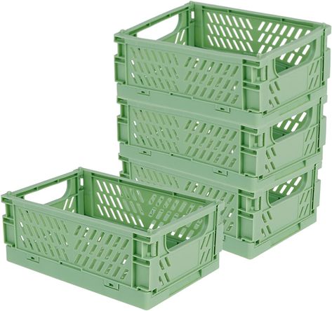 Cloth Closet, Green Snacks, Collapsible Storage, Plastic Basket, Home Green, Collapsible Storage Bins, Cosmetics Storage, Plastic Tray, Mini Storage