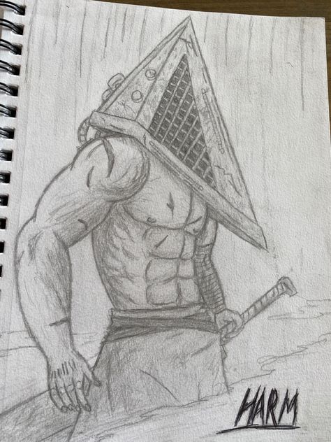 Pyramid Head Drawing, Pyramid Drawing, Horror Killers, Triangle Head, Pyramid Head, Head Drawing, Silent Hill, Pink Room, Sketchbook Art Inspiration