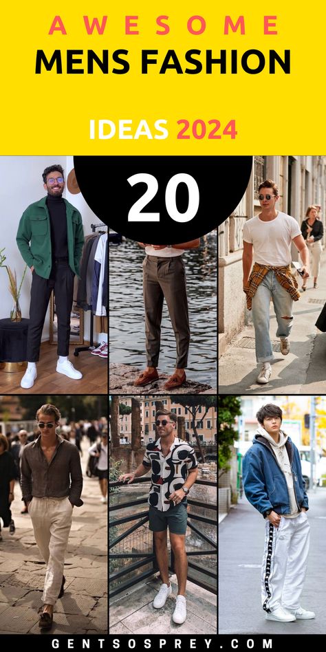 20 Mens Fashion Ideas for 2024 Casual Dress Men’s Outfits, Man Fashion 2024, 2024 Mens Fashion, Mens Fashion Ideas, Casual Mens Fashion, Mens College Fashion, Fashion Casual Outfits, Mens Fashion Swag, Casual Fashion Trends