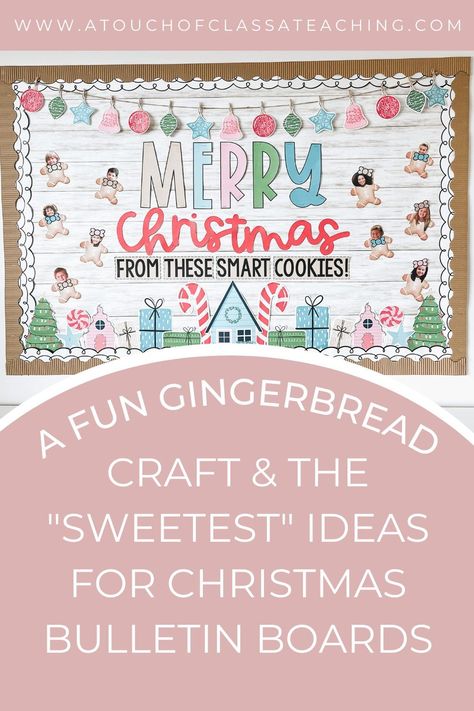 Looking for some Christmas bulletin board ideas that your students can help create? This Gingerbread bulletin board is the perfect way to get your students involved in making a cute Christmas bulletin board to decorate your classroom. Christmas Class Bulletin Boards, Christmas Cookie Bulletin Board, Cookie Bulletin Board Ideas, Cookie Bulletin Board, Kindergarten Christmas Bulletin Board, Gingerbread House Bulletin Board, Bulletin Board Sayings, Kindergarten Bulletin Boards, Holiday Bulletin Boards