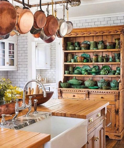 Ann Morris Inc.™ on Instagram: “AM Pot Rack in this breathtaking kitchen. Design by @philipmitchelldesign via @secretsofahostess” Collected Interiors, Glam Pad, Cottage Kitchens, Seaside Cottage, Wrecking Ball, Cottage Kitchen, Home Decor Trends, Kitchen Style, Pots And Pans