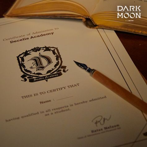 Decelis Academy, Dark Moon The Blood Altar, Academy Logo, Drawing Tutorial Face, Acceptance Letter, Dark Blood, Dark Moon, Aesthetic Gif, Kpop Wallpaper