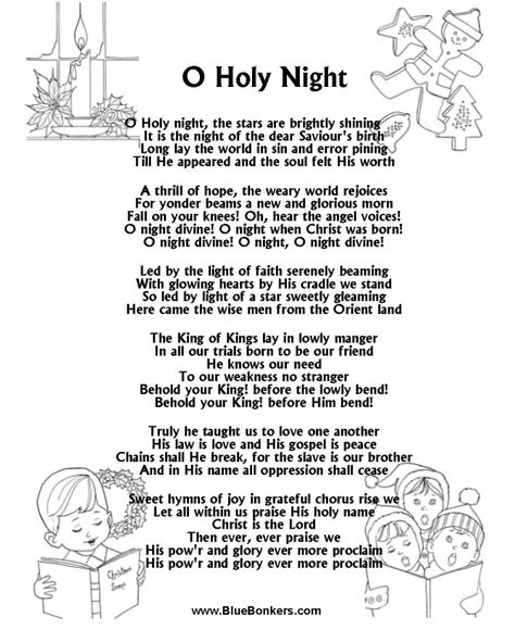 Holy Night Lyrics, Christmas Carols Lyrics, Christmas Carols Songs, Night Lyrics, Carol Songs, Xmas Carols, Christmas Songs Lyrics, Xmas Songs, Nights Lyrics