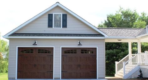 Add a two car garage to your home ... Add On Garage To House, Add On Garage, Garage Addition Ideas, Detached Garage Designs, Garage Addition, Garage Exterior, Covered Walkway, Attached Garage, Black House Exterior