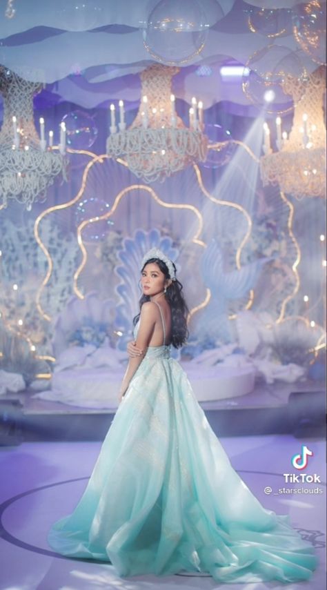 Little Mermaid Quinceanera Theme, Under The Sea Quinceanera Theme, 15 Birthday Dresses, Pearls Wedding Theme, Little Mermaid Wedding, Debut Theme, Ariel Wedding, Pink Sweet 16, Quinceanera Photoshoot