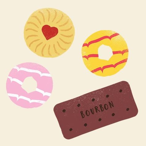 Biscuit Painting, Biscuits Illustration, Artsy Doodles, Journal Tools, British Biscuits, Italian Biscuits, Food Illustration Design, Cake Branding, Food Project