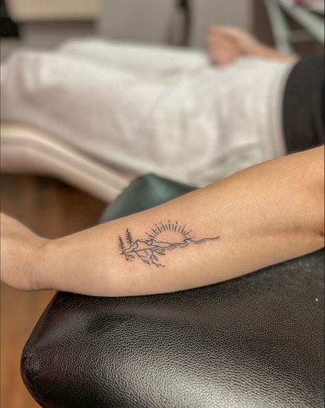 Traveler Tattoos, Simple Couples Tattoos, Mountain Tattoos, Adventure Tattoo, See Tattoo, Cowgirl Tattoos, Sunset Tattoos, Tattoos Simple, Couples Tattoos