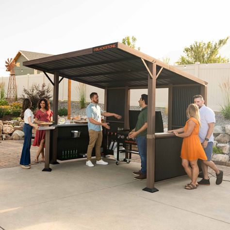 Backyard Bar And Grill, Gazebo Bar, Bbq Hut, Outdoor Grill Station, Grill Gazebo, Griddle Grill, Grill Station, Hardtop Gazebo, Bistro Lights