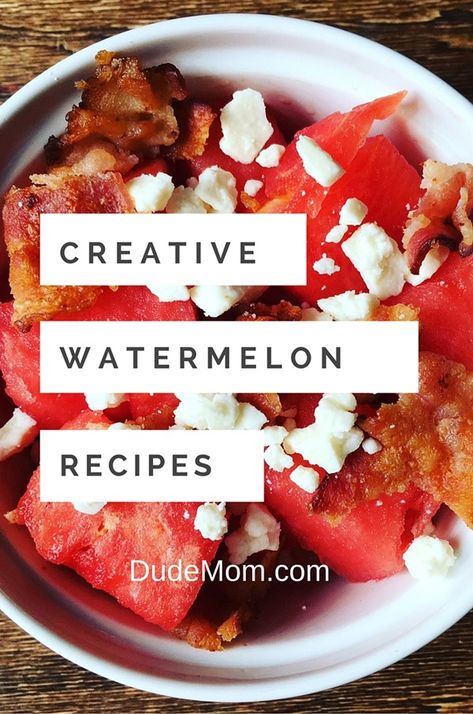 Creative Watermelon Recipes | Make use of this tasty summer fruit in one of these creative recipes. #recipe #watermelon #salad Feta Watermelon Salad, Feta Watermelon, Bbq Ideas, Creative Recipes, Bacon Salad, Summer Recipes Dinner, Watermelon Salad, Barbecue Party, Watermelon Recipes