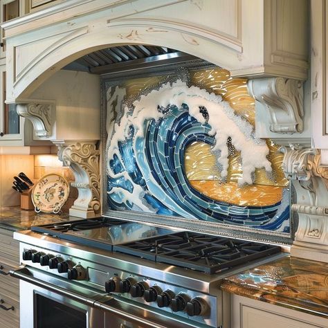 Ocean Theme Kitchen, Ocean Themed Kitchen, Beachy Room Decor, Beachy Room, Unusual Home, Future Kitchen, Beach House Interior, Coastal Retreat, Coastal Kitchen