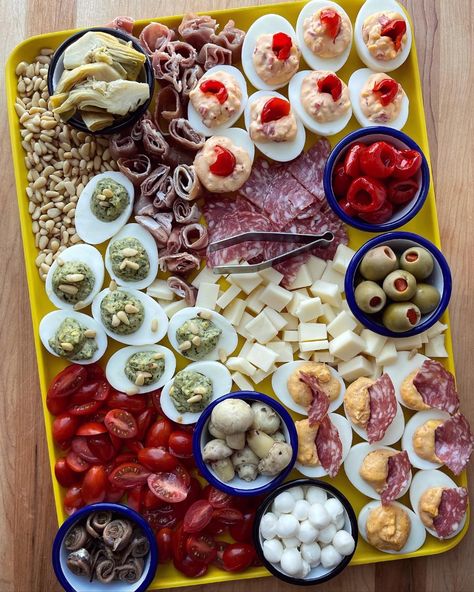 Deviled Egg Recipes, Uncle Phil, Deviled Egg Recipe, Antipasti Platter, Deviled Egg Platter, Spicy Brown Mustard, Marinated Mushrooms, Egg Recipe, Deviled Eggs Recipe