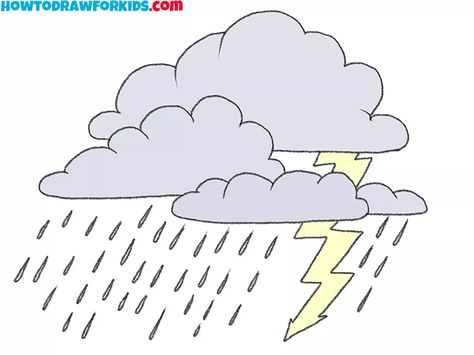 How to Draw a Storm - Easy Drawing Tutorial For Kids How To Draw Storm Clouds, Storm Drawing Easy, Landscape Drawing Tutorial, Useful Skills, Storm Pictures, Speed Draw, Easy Drawings For Beginners, Drawing Tutorials For Kids, Coloring Supplies