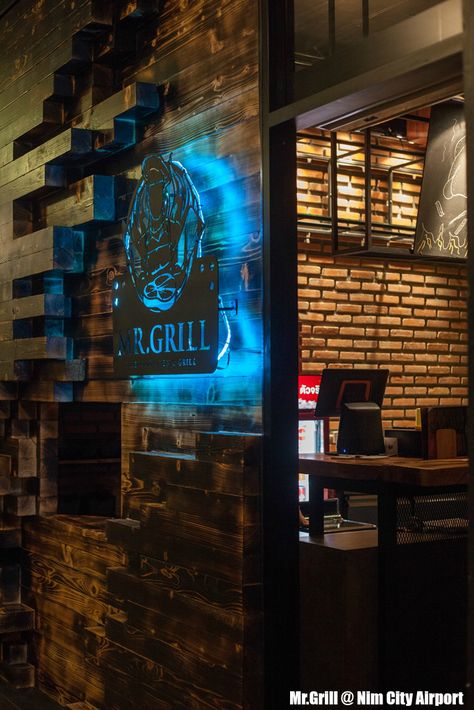 Bar And Grill Restaurant Ideas, Grill Restaurant Design, Bbq Restaurant Design, Grill Logo, Restaurant Exterior, Entry Design, Grill Restaurant, Bbq Restaurant, Inside Design