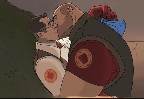 Medic X Heavy, Heavy Tf2, Tf2 Ships, Tf2 Comics, Tf2 Medic, Medic Tf2, Team Fortress 2 Medic, Team Fortess 2, Men Kissing