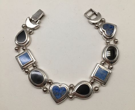 Blue Charm Bracelet, Silver Jewelry Outfit, Drop Chandelier, Vintage Silver Jewelry, Marcasite Jewelry, Earrings Chandelier, Blue Lapis Lazuli, Dope Jewelry, Black Onyx Stone