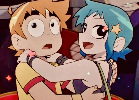 Scott And Ramona Comic, Scott Pilgrim And Ramona, Ramona And Scott, Scott Pilgrim And Ramona Flowers, Ramona Scott Pilgrim, Ramona Flowers, Couple Poses Reference, Goofy Drawing, Scott Pilgrim Vs. The World